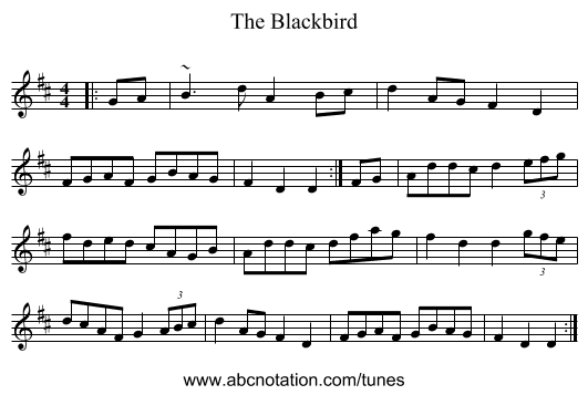 The Blackbird - staff notation