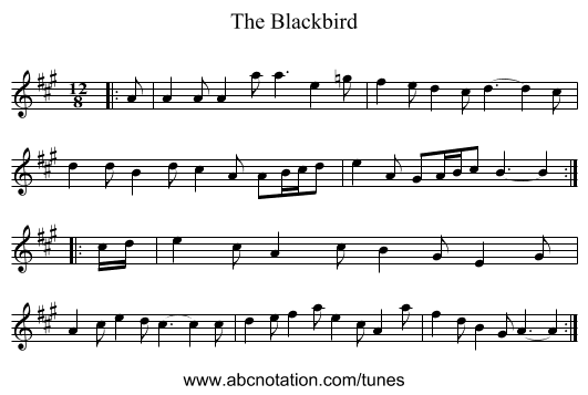 The Blackbird - staff notation