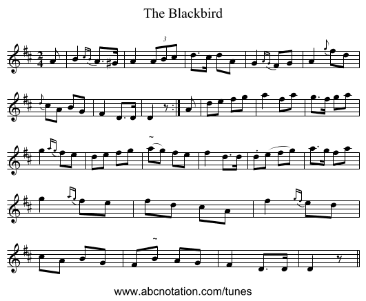 The Blackbird - staff notation