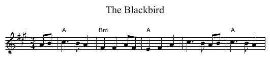 The Blackbird - staff notation