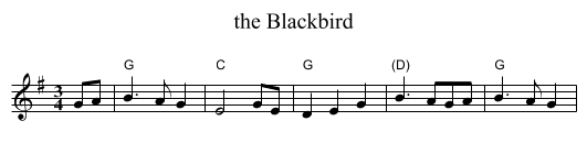 the Blackbird - staff notation