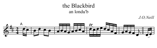 the Blackbird - staff notation