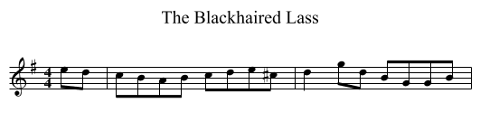 The Blackhaired Lass - staff notation