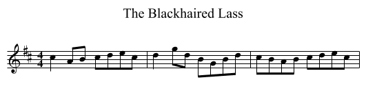 The Blackhaired Lass - staff notation