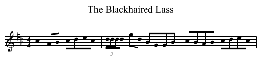 The Blackhaired Lass - staff notation