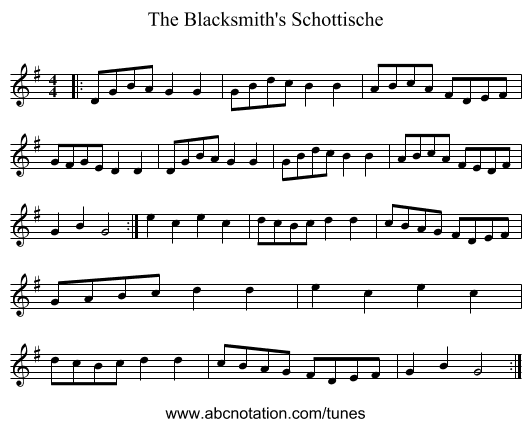 The Blacksmith's Schottische - staff notation
