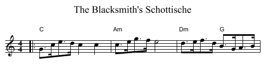 The Blacksmith's Schottische - staff notation
