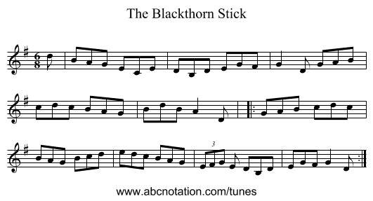 The Blackthorn Stick - staff notation