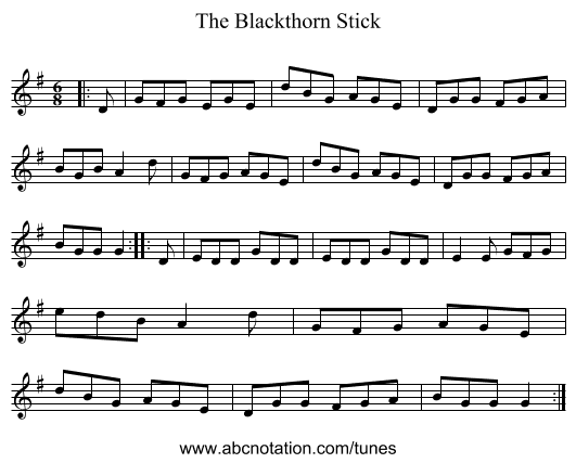 The Blackthorn Stick - staff notation