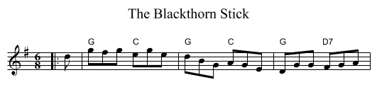 The Blackthorn Stick - staff notation