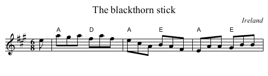 The blackthorn stick - staff notation