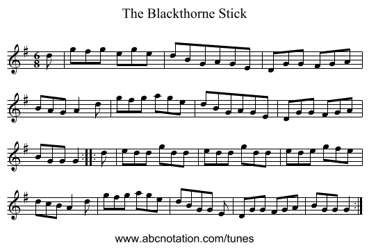 The Blackthorne Stick - staff notation