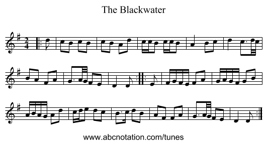 The Blackwater - staff notation
