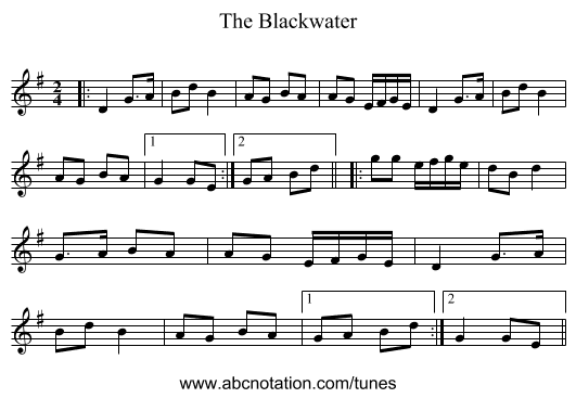 The Blackwater - staff notation