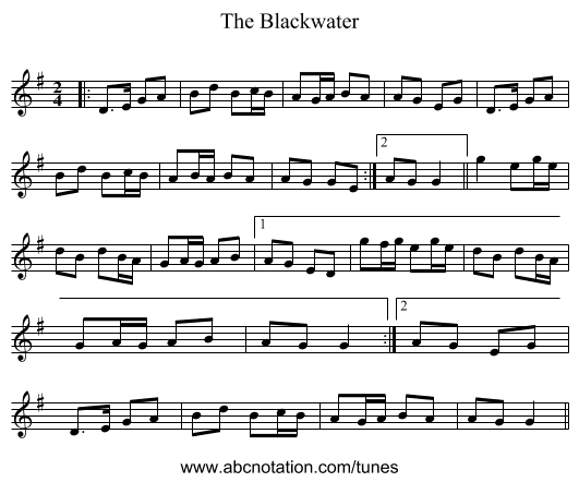 The Blackwater - staff notation
