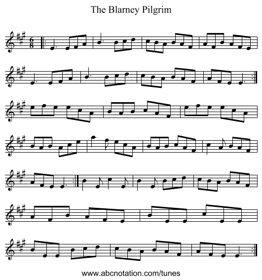 The Blarney Pilgrim - staff notation