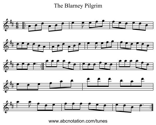 The Blarney Pilgrim - staff notation
