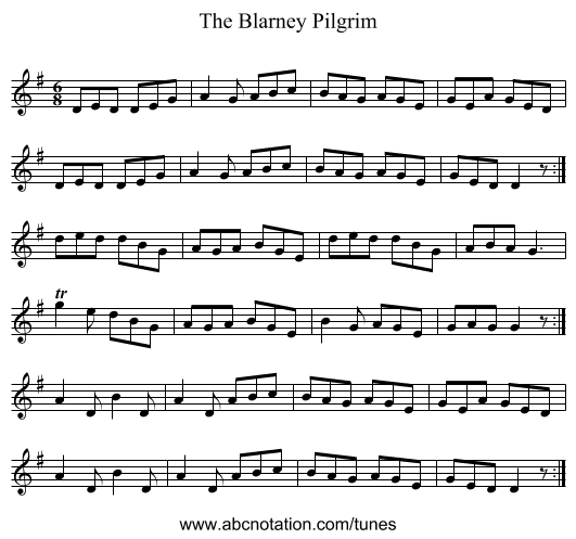 The Blarney Pilgrim - staff notation