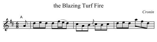 the Blazing Turf Fire - staff notation
