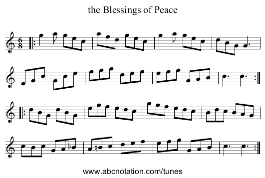 the Blessings of Peace - staff notation