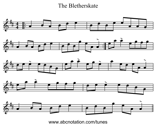 The Bletherskate - staff notation