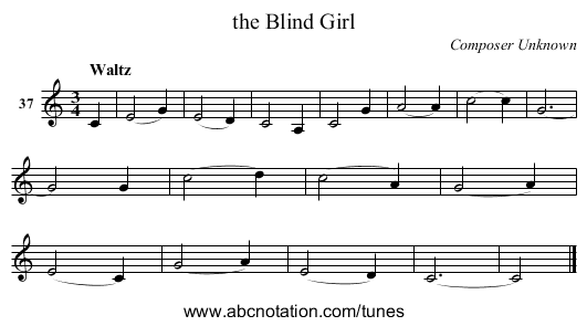 the Blind Girl - staff notation