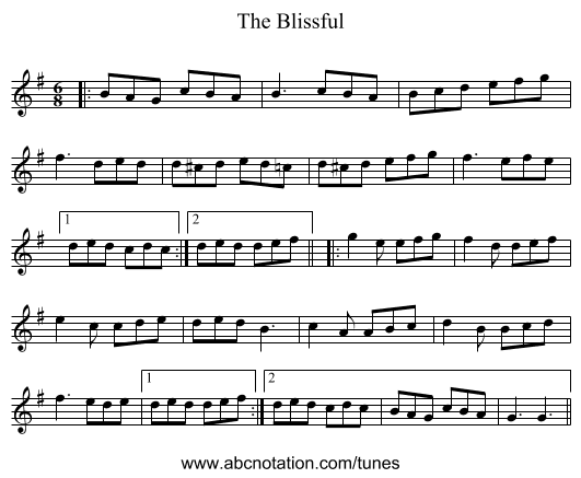 The Blissful - staff notation