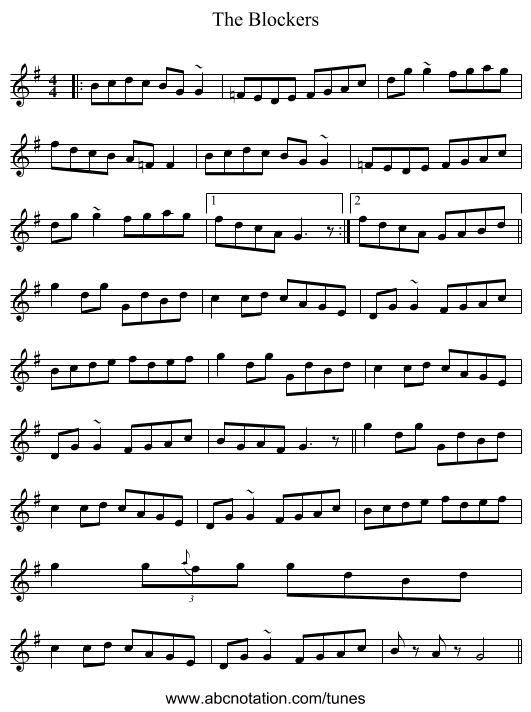 The Blockers - staff notation