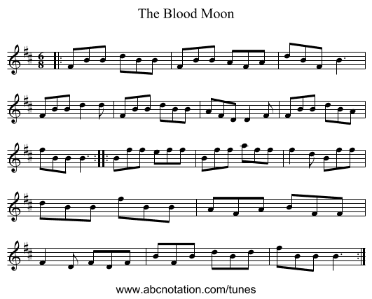 The Blood Moon - staff notation