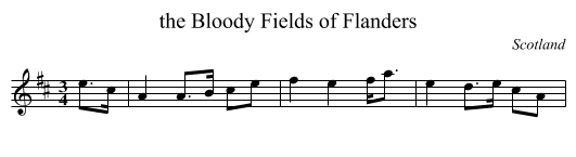 the Bloody Fields of Flanders - staff notation