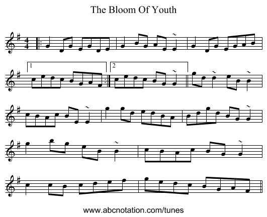 The Bloom Of Youth - staff notation