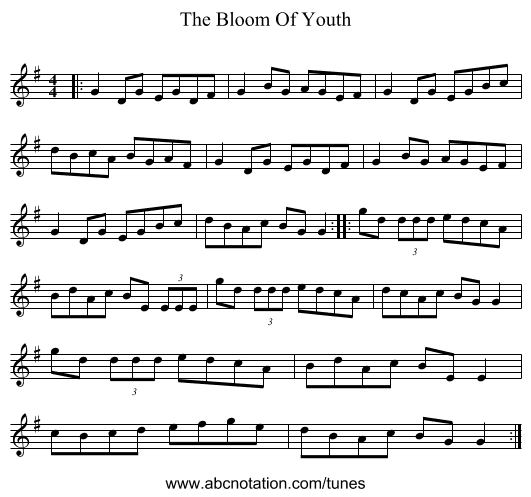 The Bloom Of Youth - staff notation