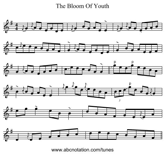The Bloom Of Youth - staff notation