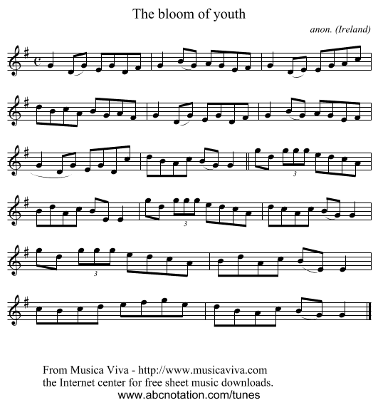 The bloom of youth - staff notation