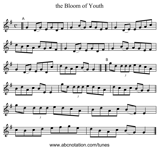 the Bloom of Youth - staff notation