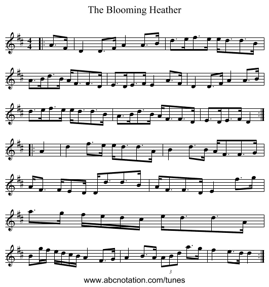 The Blooming Heather - staff notation