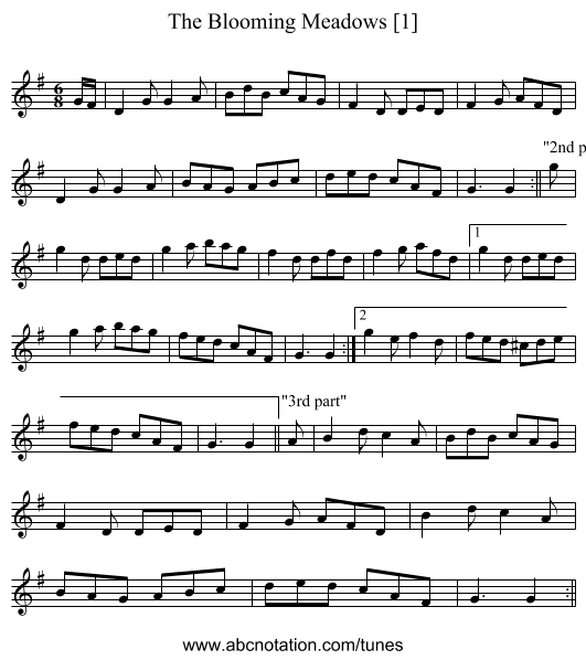 The Blooming Meadows [1] - staff notation