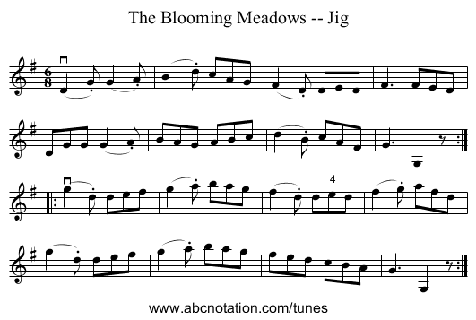 The Blooming Meadows -- Jig - staff notation