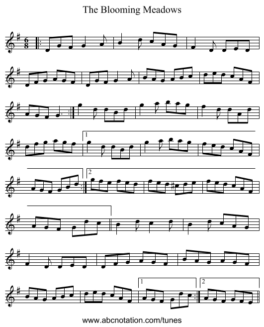 The Blooming Meadows - staff notation