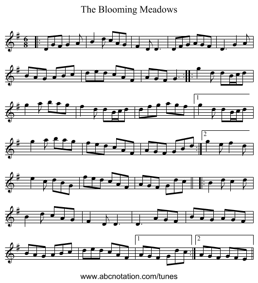 The Blooming Meadows - staff notation