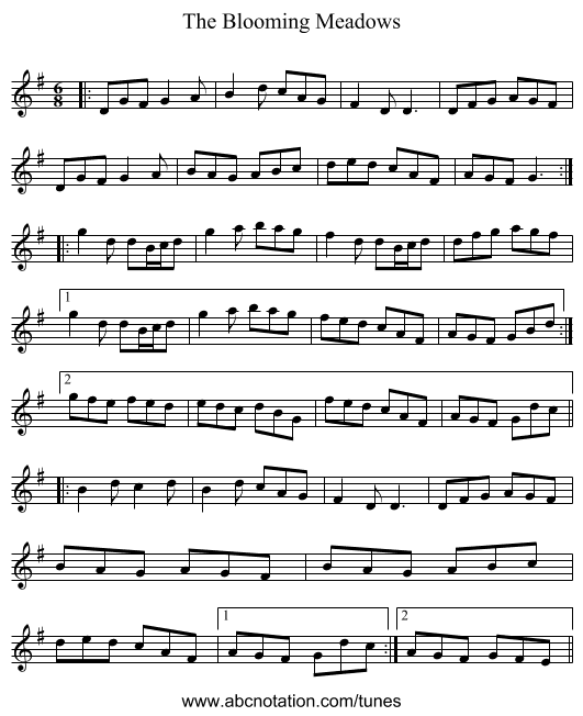 The Blooming Meadows - staff notation