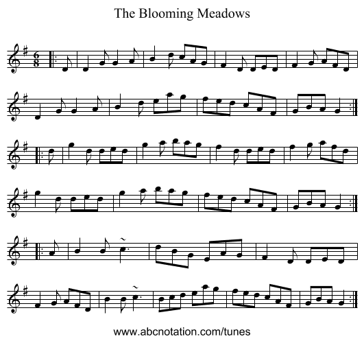 The Blooming Meadows - staff notation