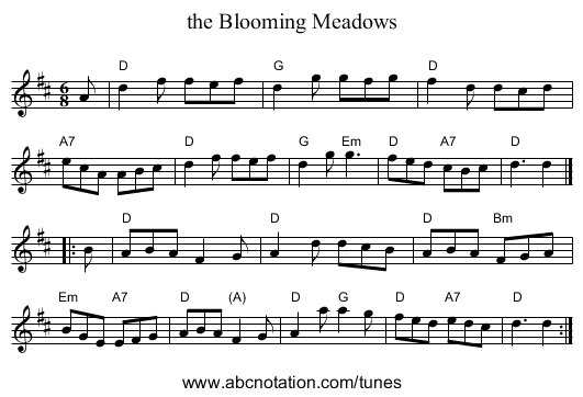 the Blooming Meadows - staff notation