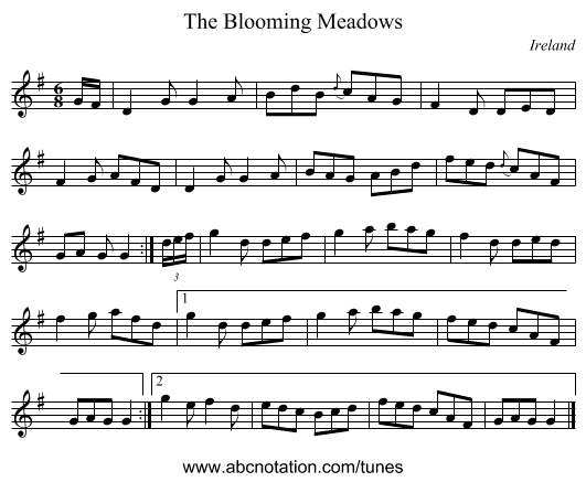 The Blooming Meadows - staff notation