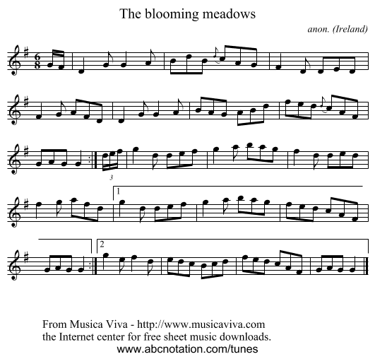 The blooming meadows - staff notation