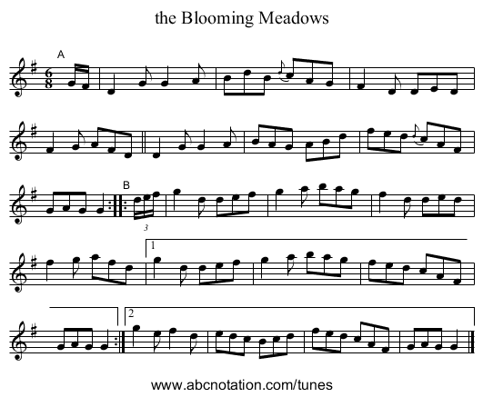 the Blooming Meadows - staff notation