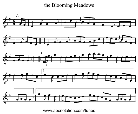 the Blooming Meadows - staff notation