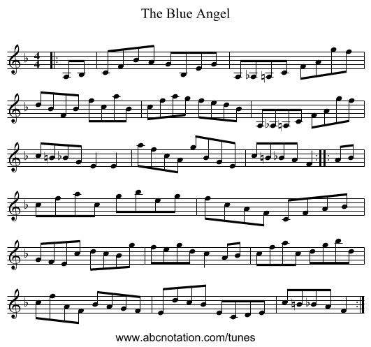 The Blue Angel - staff notation