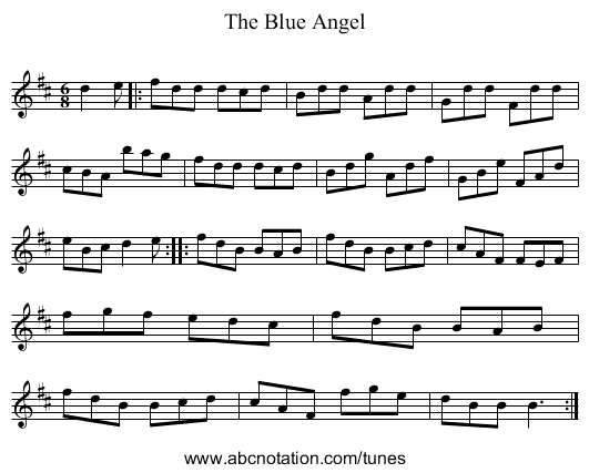 The Blue Angel - staff notation
