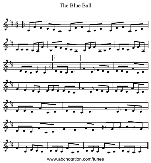 The Blue Ball - staff notation